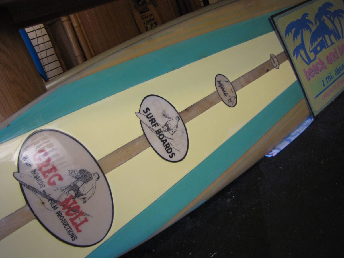 vintage greg noll surfboard for sale film production chop stick