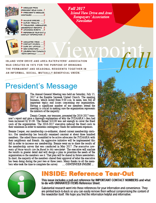 Viewpoint Fall 2017 Island View Ratepayers