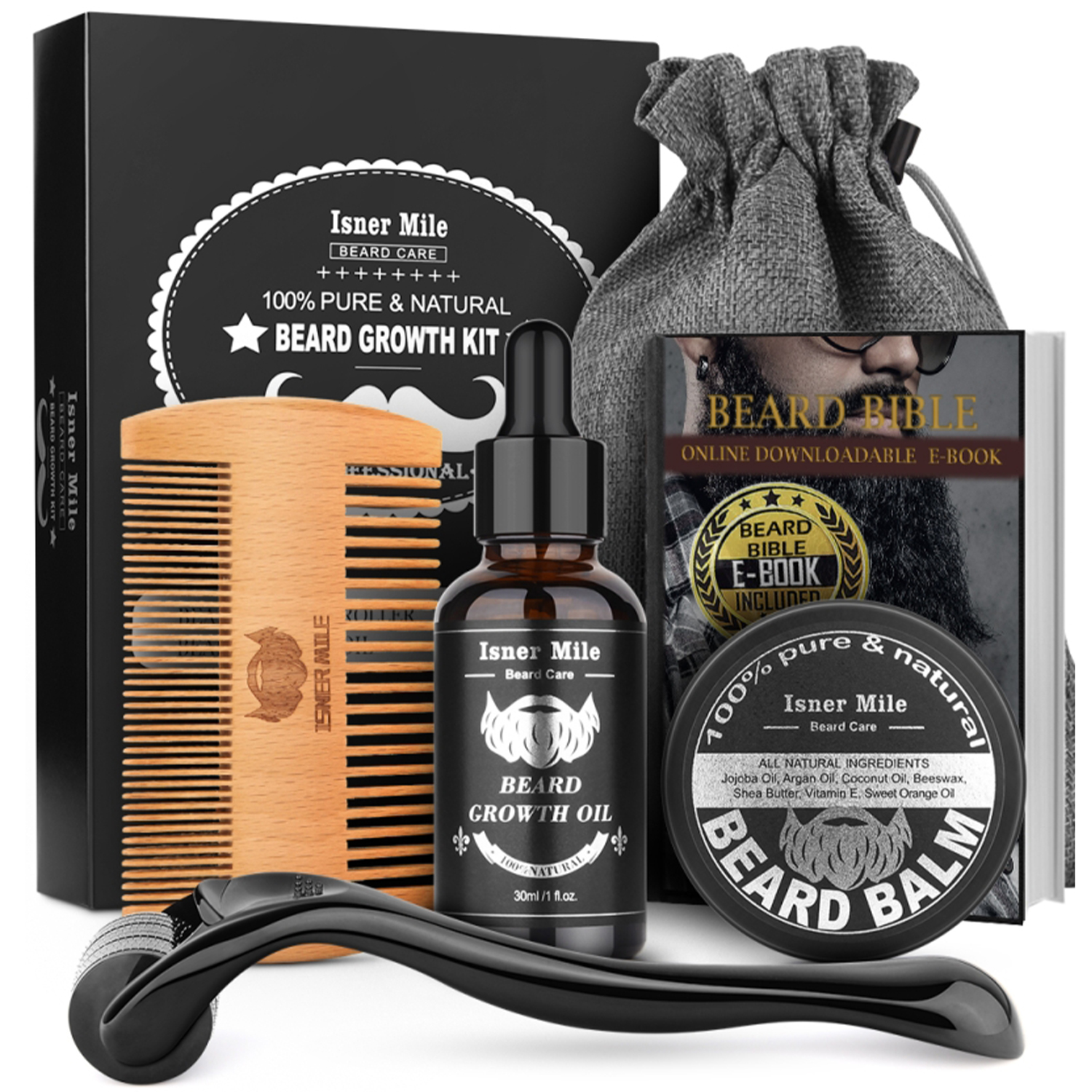 Beard Roller Kit for Beard Growth with Beard Growth Oil, Beard Balm