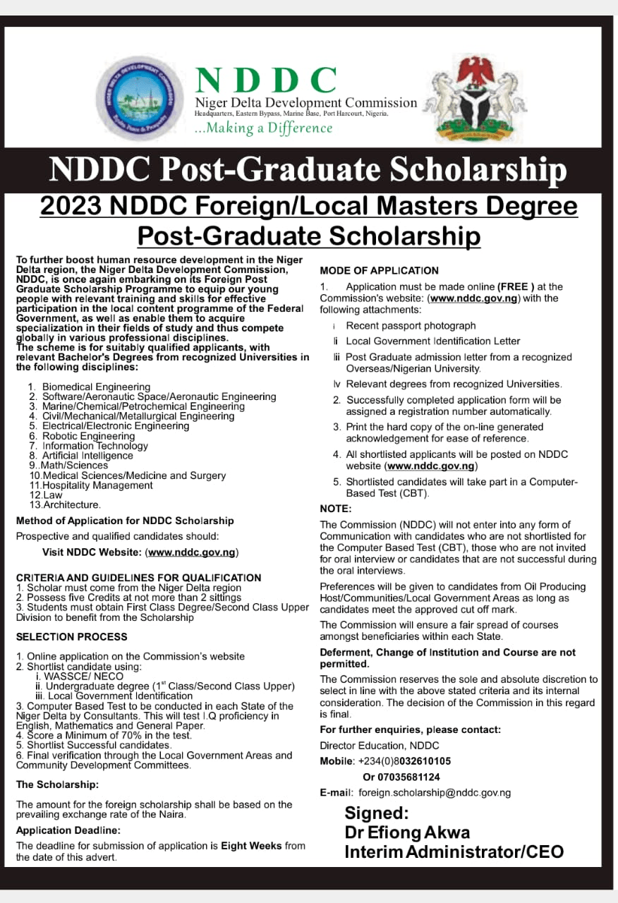 NDDC SCHOLARSHIP IS HERE AGAIN Isobi Royal Consult Limited