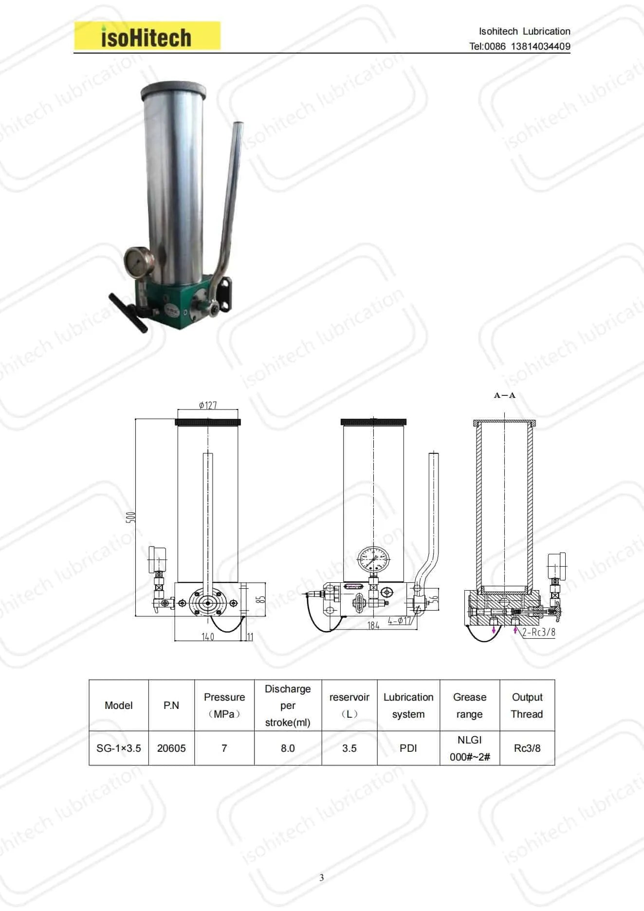 Heavy Duty DA Hand Pump Manual Grease & Oil Pump ISOHITECH LUBRICATION