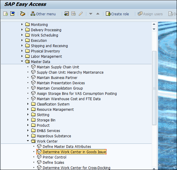 SAP EWM Centro di lavoro