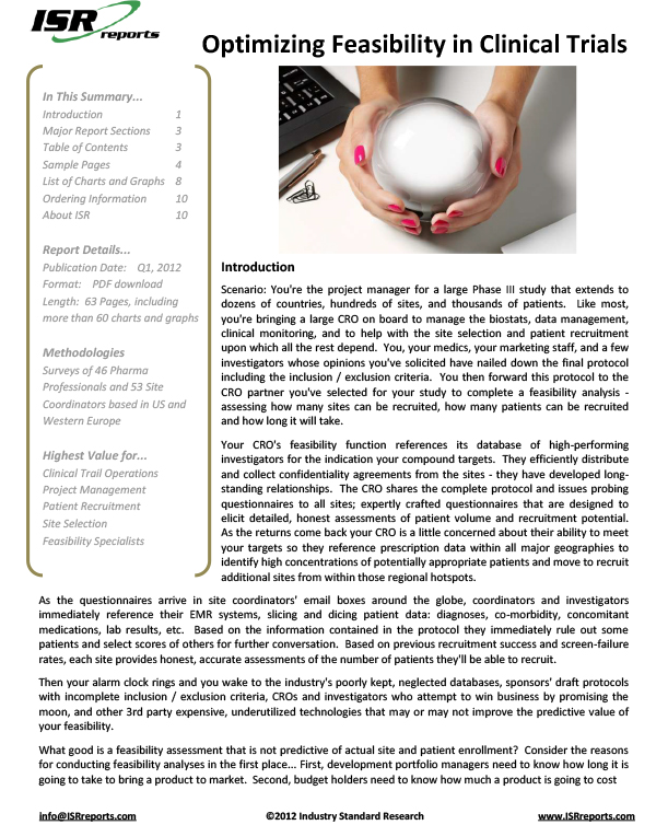 Optimizing Feasibility in Clinical Trials Industry Standard Research