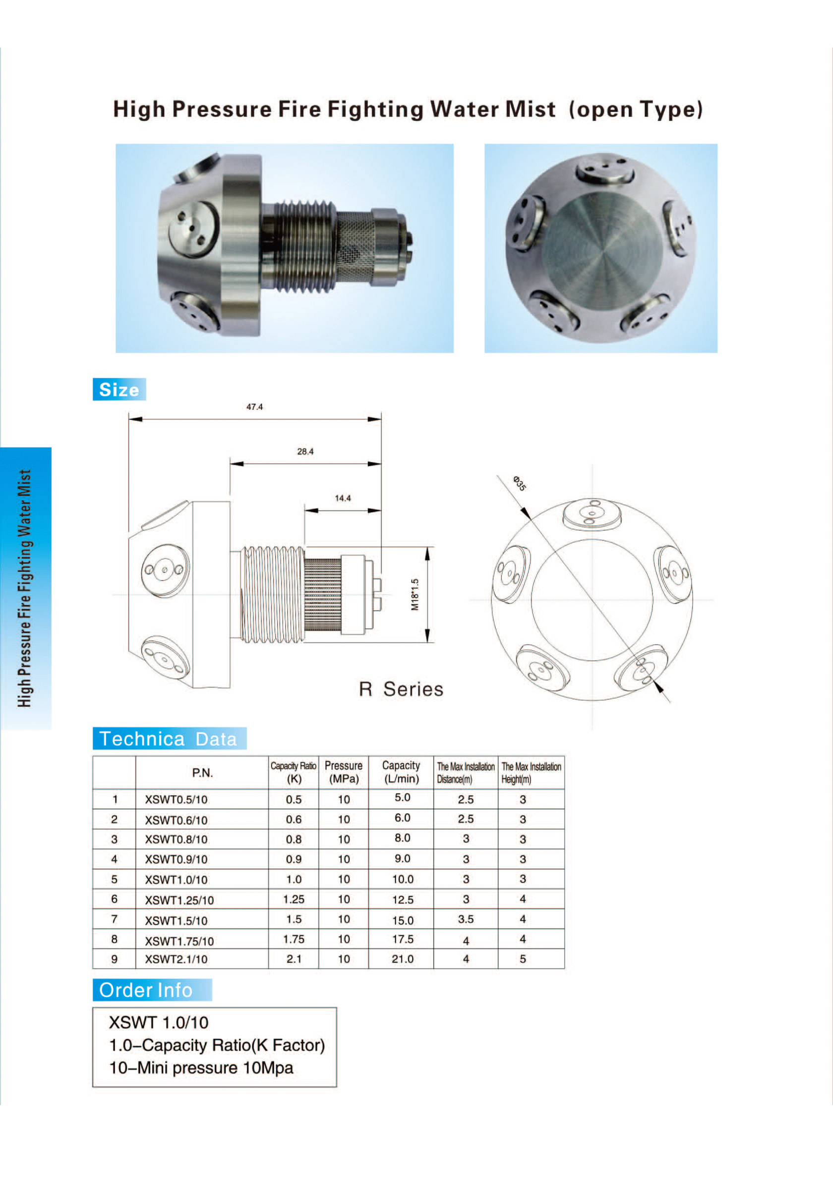 High Pressure FireFighting Water Mist Nozzle ISSI Industrial