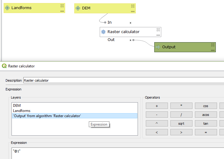 Bug report 19302 [processing] Modeler and Raster Calculator fail to