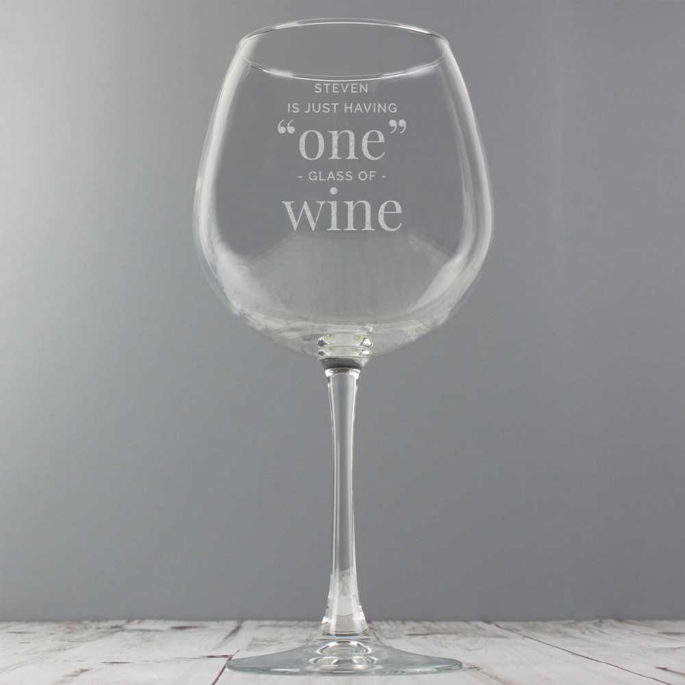 Personalised Giant Wine Glass,Whole Bottle, Gift for Wine Lovers