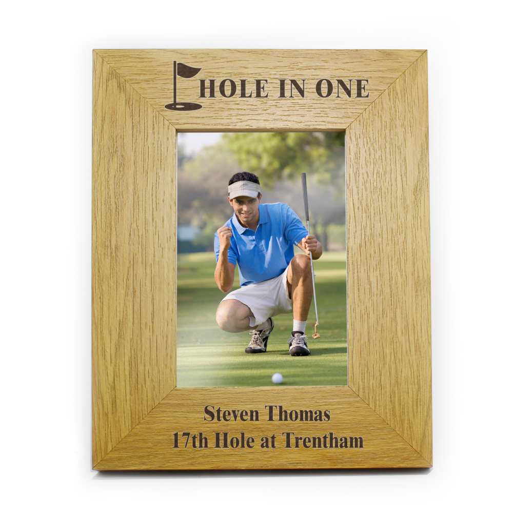 Personalised Oak Finish 6x4 Golf Photo Frame Golf Gift