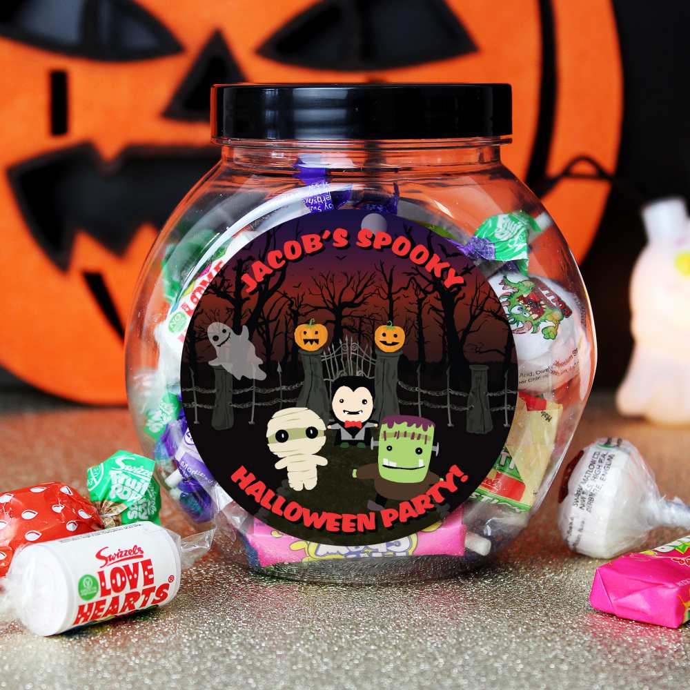 Personalised Halloween Sweet Jar Trick or Treat Halloween Gift
