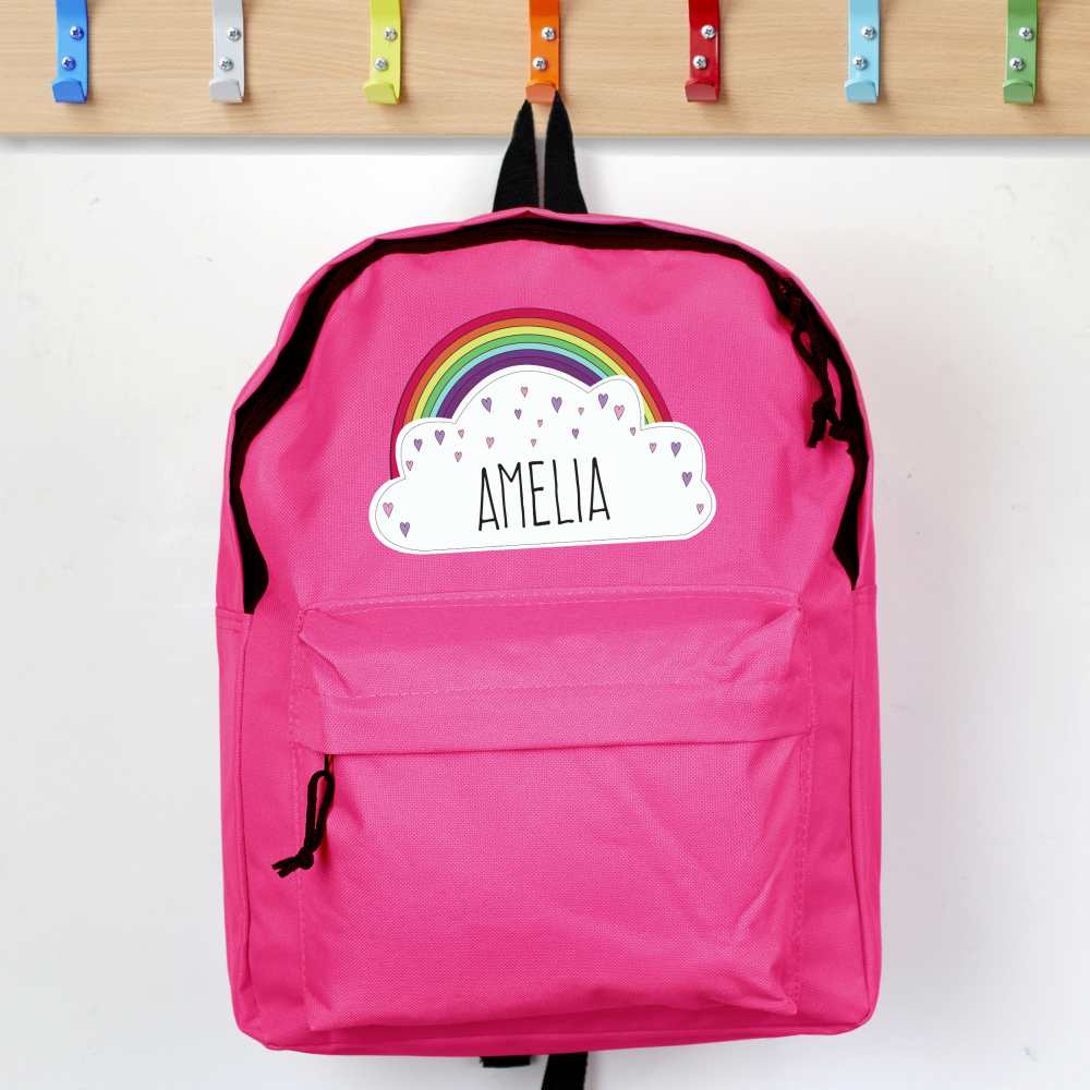 Personalised Rainbow Hot Pink Backpack Back To School Gifts