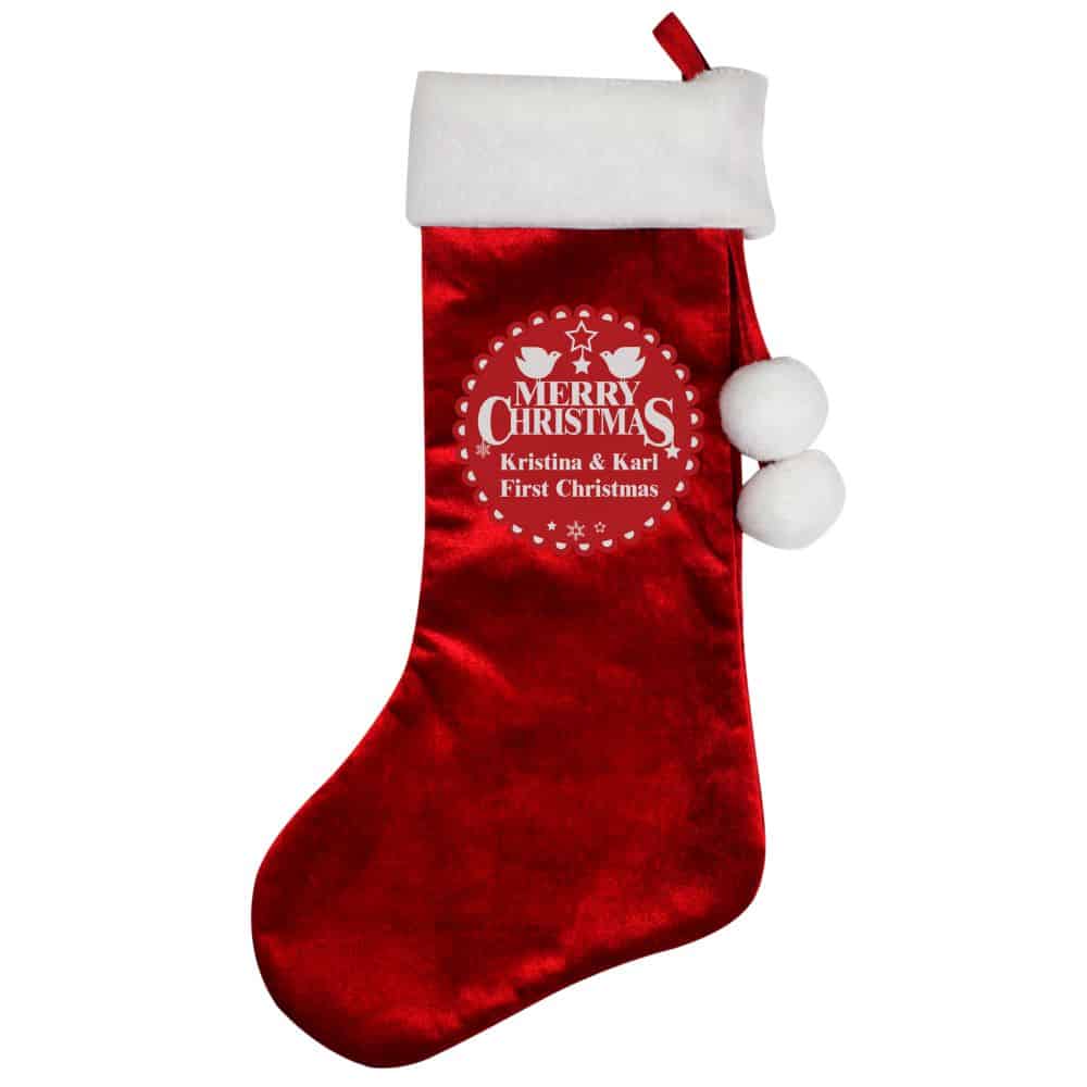 Personalised Merry Christmas Luxury Red Stocking Xmas Gift
