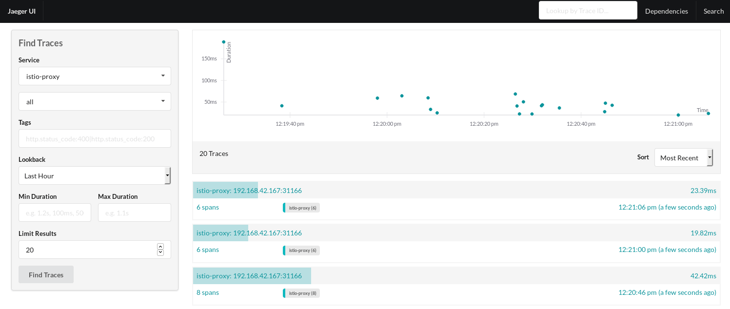 Istioldie 0.7 / Distributed Tracing