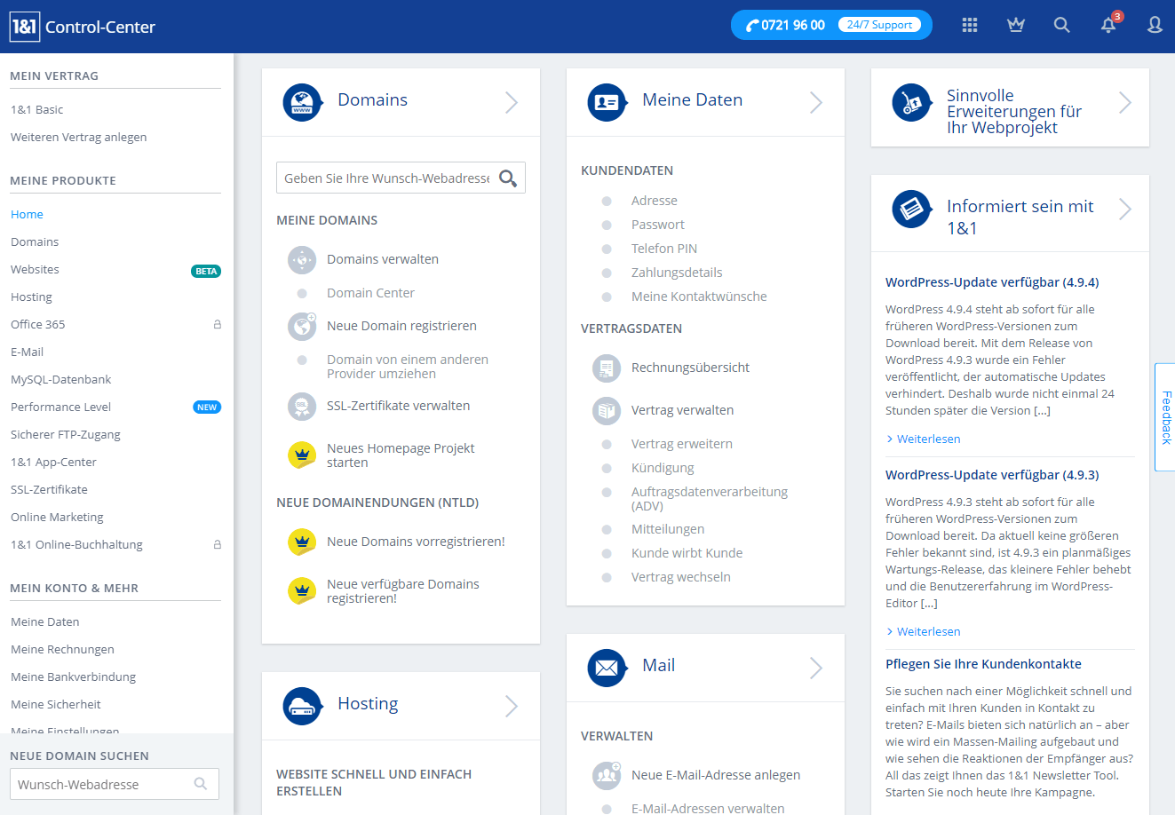 1und1webhostingtest2018controlcenterhome • ITStack.de