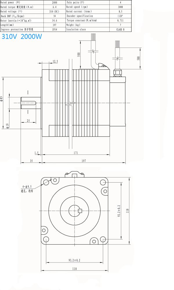 110BL Brushless DC Servo Motor 2kW Driver ITTECH