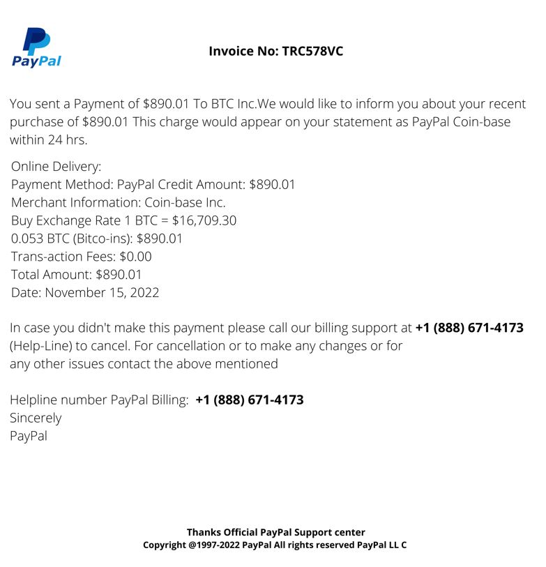 PayPal Invoice (Your payment has been declined PCY5825689) OIT