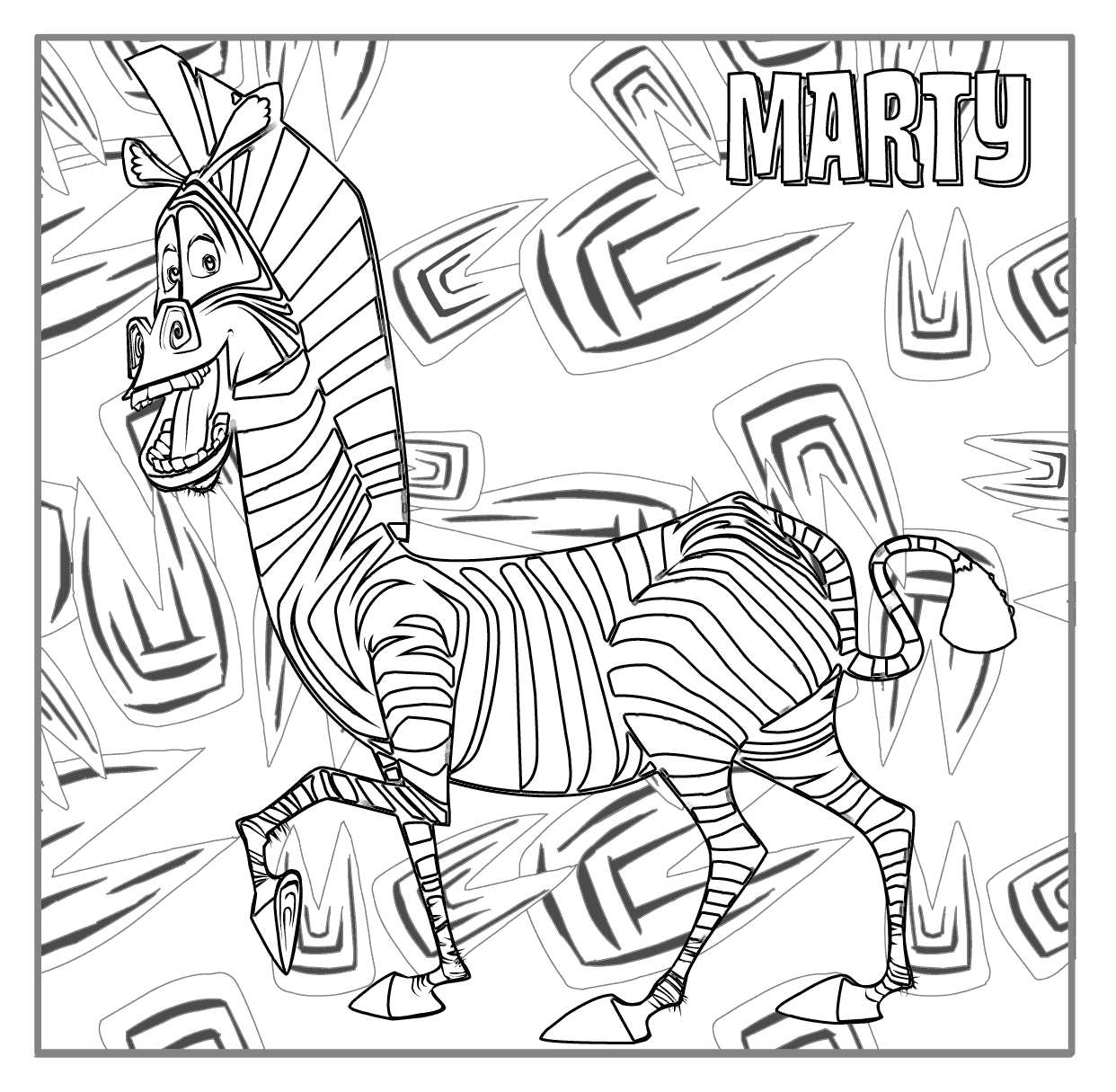 Disegni da colorare Marty la Zebra