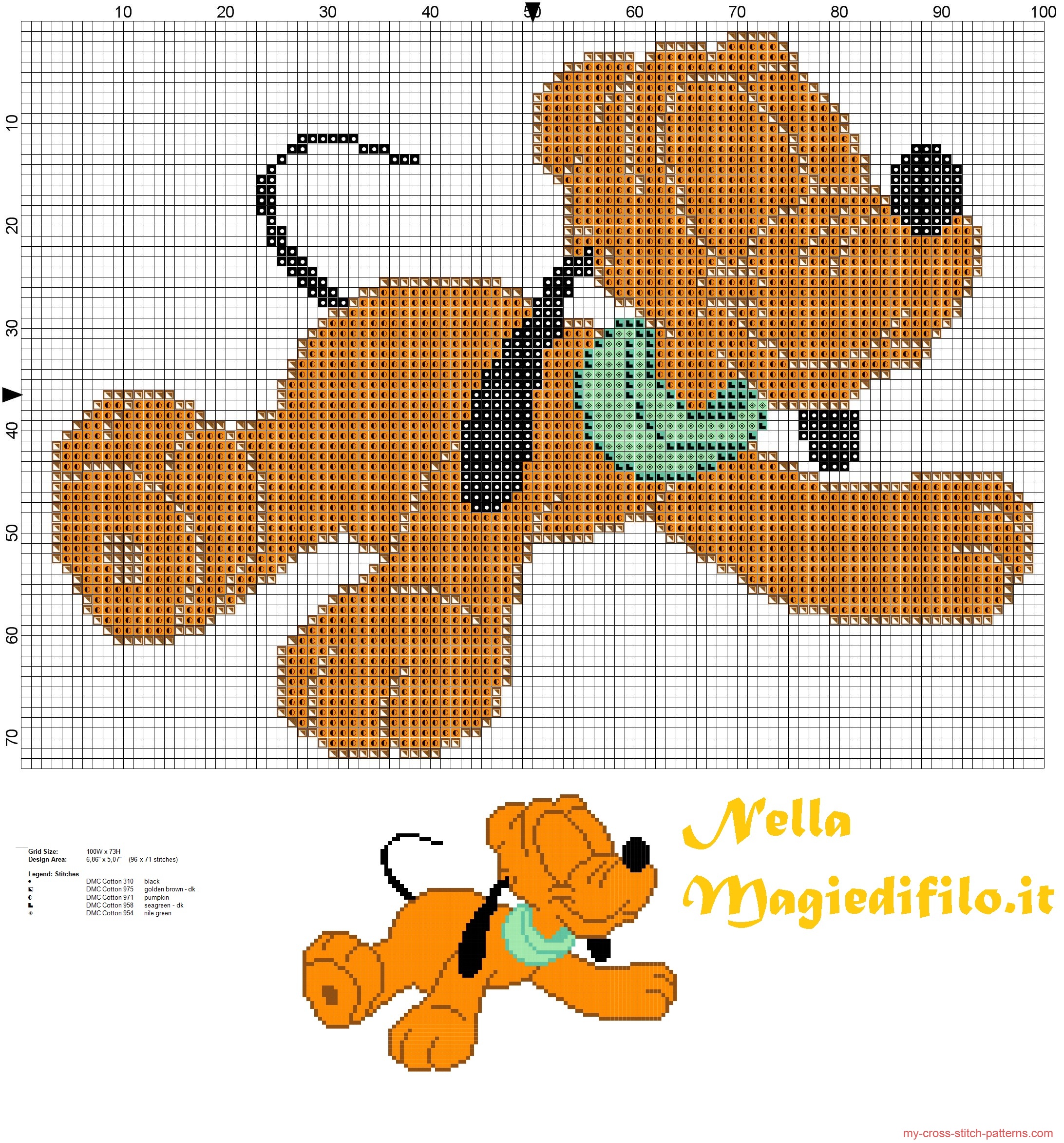 Baby Pluto schemi punto croce gratis facili unici alfabeti bambini