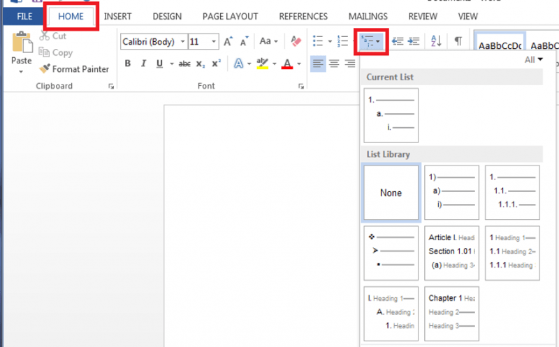 Outline Tools Word 2013 IT Services