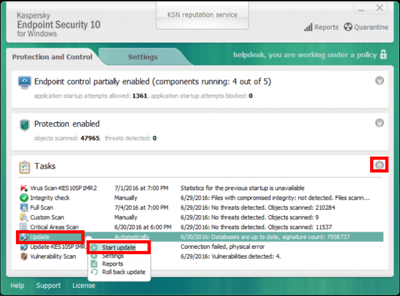 Using Kaspersky Endpoint Security IT Services