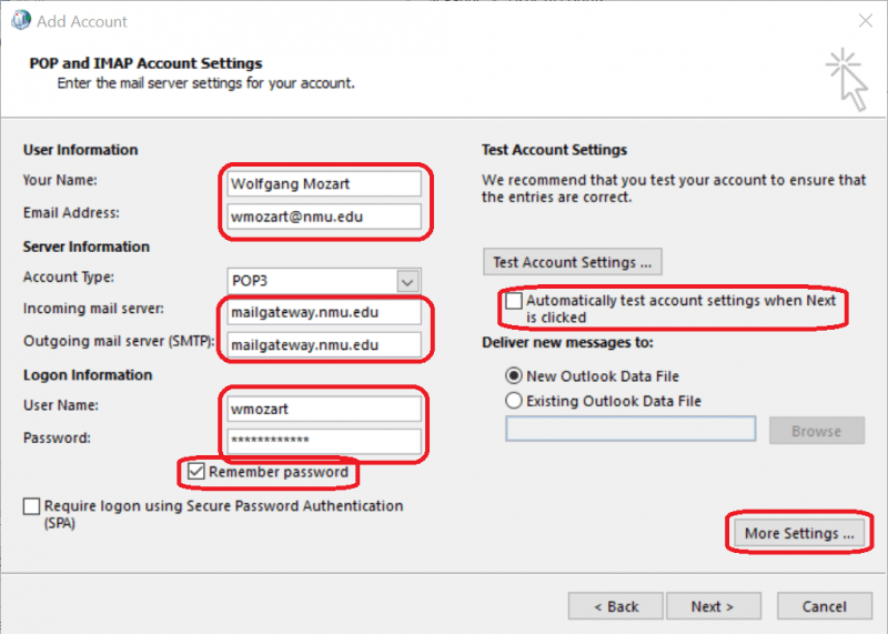 Setting up Outlook to send mail using the NMU Mail Gateway IT Services