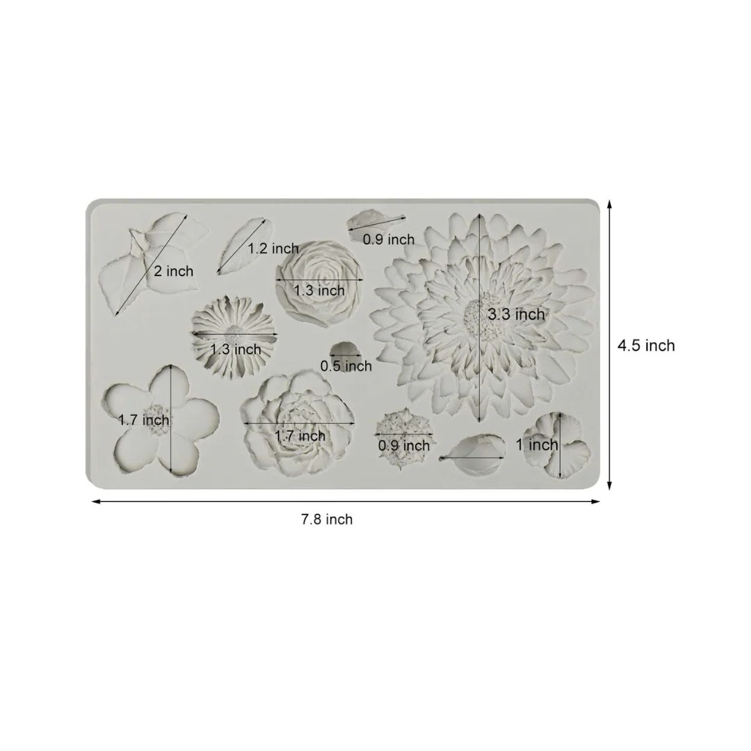 Assorted Large Flowers Silicone Mold