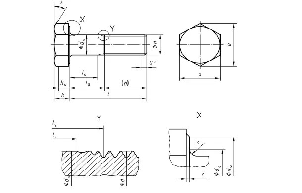 Hex Bolts Dimensions Table | DIN 933 | DIN 931 Size Chart
