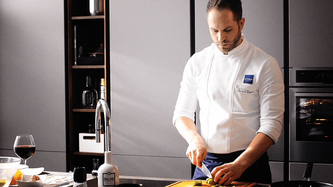 Cooking show with Chef Simone Rugiati at Stosa Cucine, Bologna