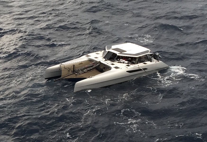 First Gunboat 55 Rainmaker hull found and towed to land itBoat yacht