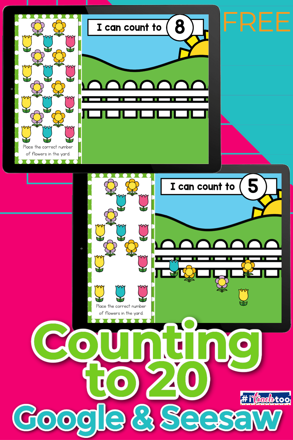 Spring Flower Kindergarten Numbers 120 Google Slides and Seesaw