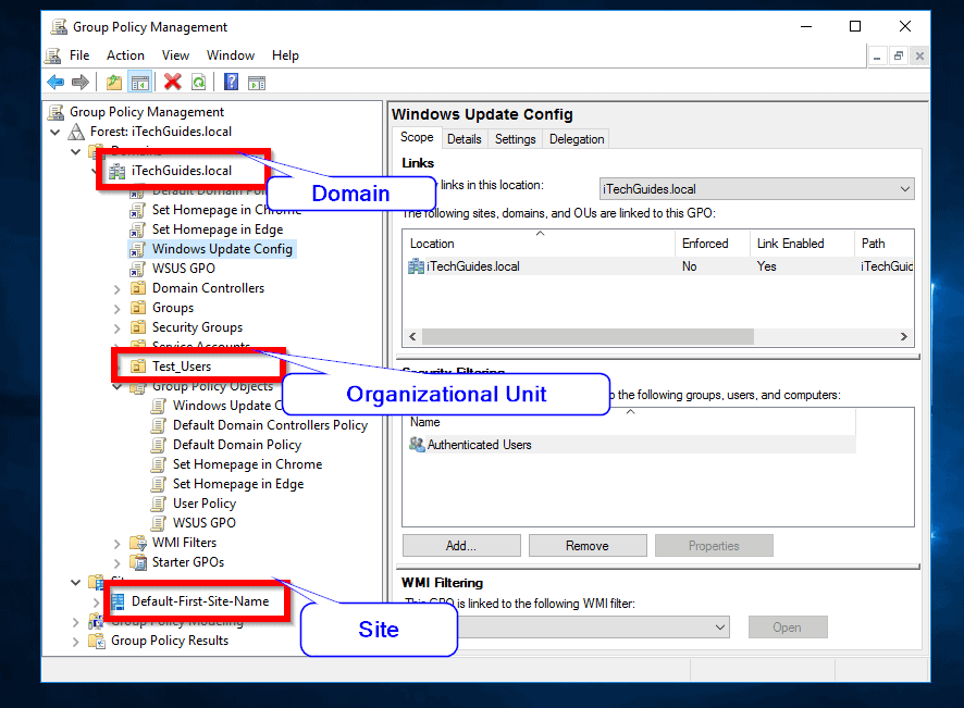 Group Policy Windows Updates Server 2016 Configure GPO for WSUS