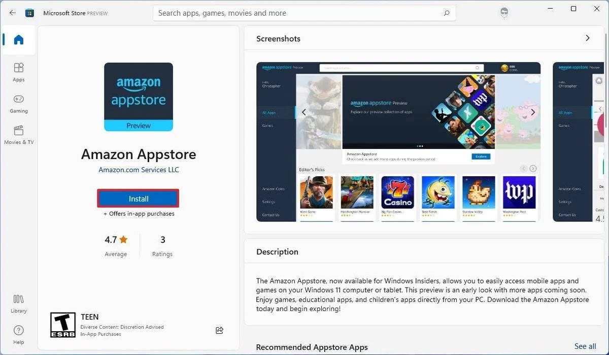 Install Amazon Appstore and Sideload Android Apps on Windows 11