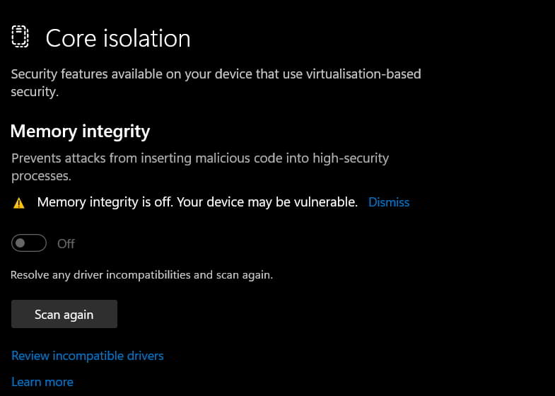 Fix Windows 11 Memory Integrity Is Keeps Turning Off [2023]
