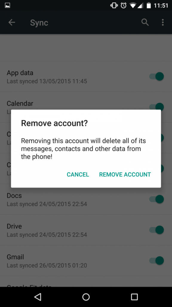 Delete a Disabled Gmail account from an Android Phone