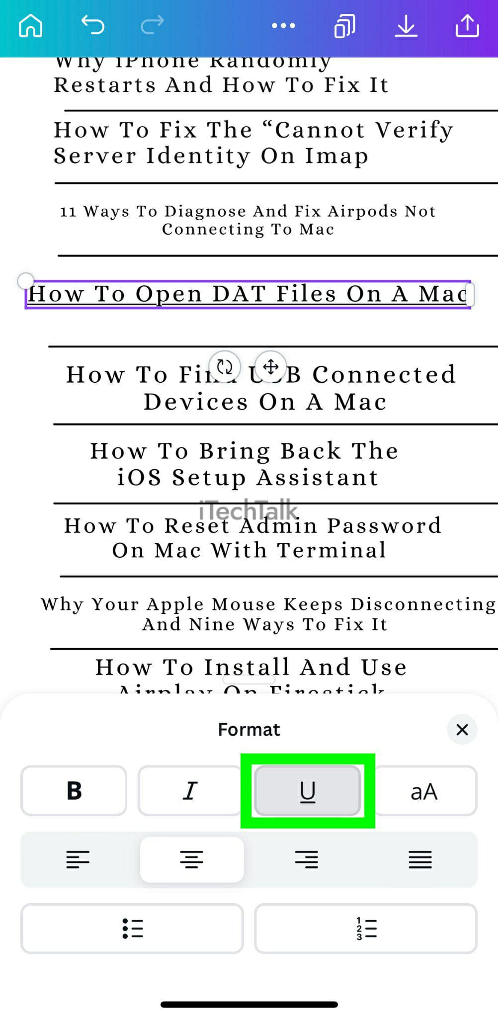 How To Underline Text On An iPhone iTechTalk