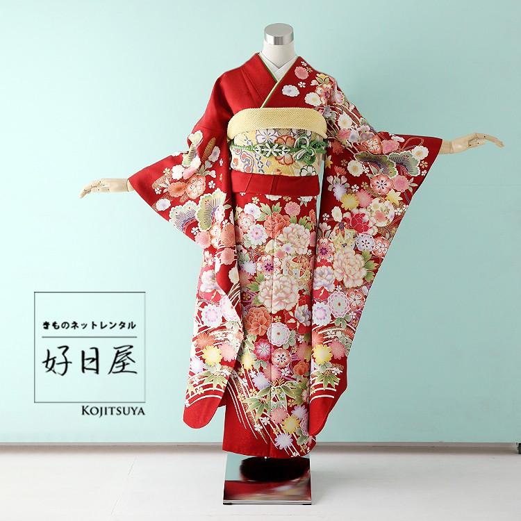 振袖 レンタル フルセット 正絹 着物 結婚式 成人式 身長147162cm 赤 re042 re042着物ネットレンタル好日屋