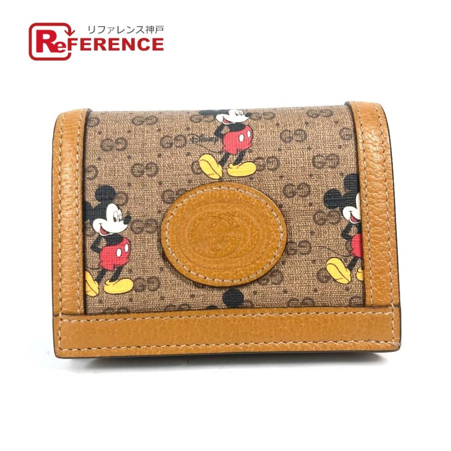 新品同様 GUCCI グッチ 602534 ミッキーマウス コンパクトウォレット DISNEY ディズニー コラボ 2つ折り財布 ブラウン