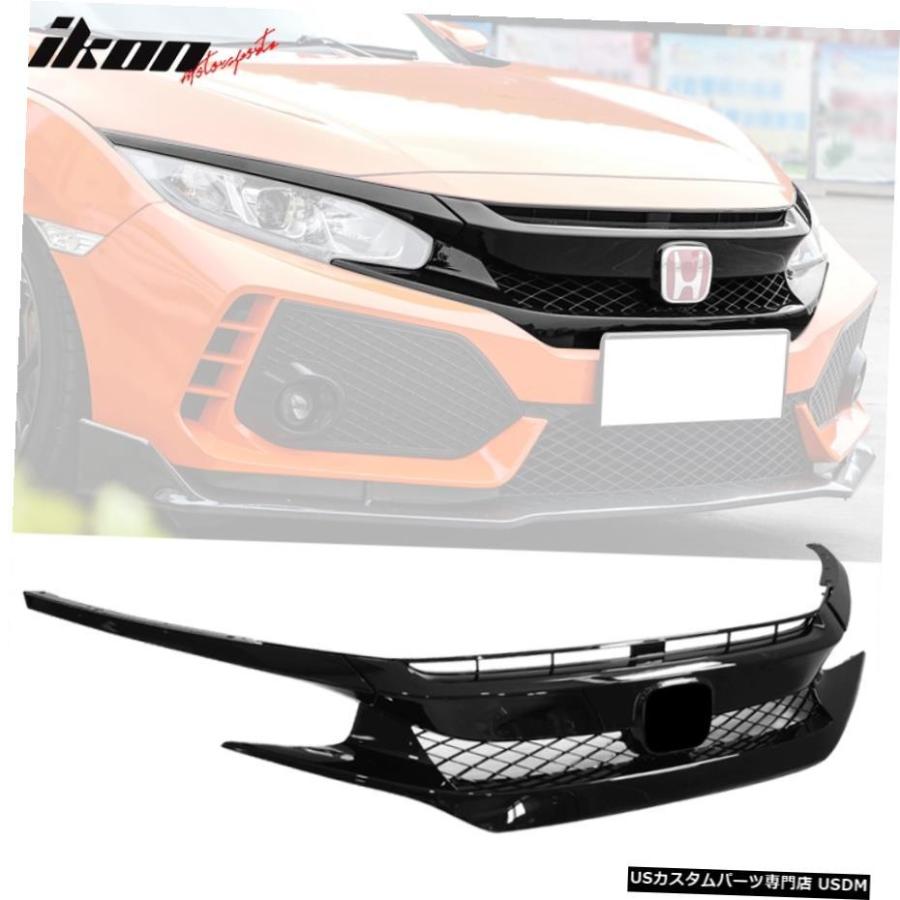 グリル Fits 1618ホンダシビックタイプRスタイルのセダンクーペFK8フロントバンパーグリルフードABS Fits 1618