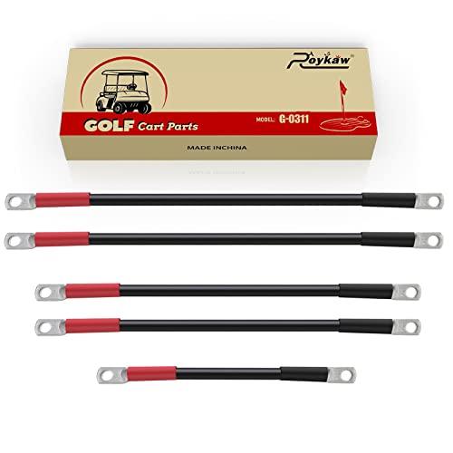 クラブカー先例用ロイコーゴルフカートバッテリーケーブル48ボルトモデルアップ、強力純銅錫コーティングケーブルラグ、耐食性・耐酸化性に優れた4