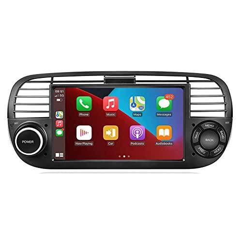 Fiat 500用カーステレオ、Android 12カーラジオプレーヤー2 GB RAM 32 GB ROM、7インチIPSタッチスクリーン
