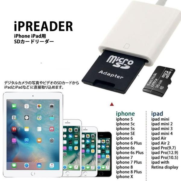 iPhone iPad用 SDカードリーダー スマホ 写真 動画 取り込み 読み込み 移動 転送 SDカード