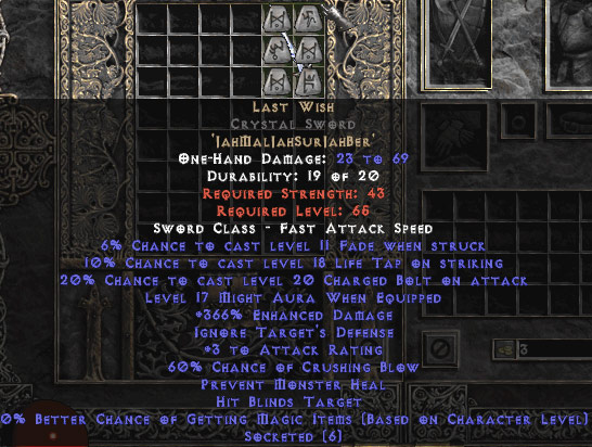Last Wish Crystal Sword Buy Diablo 2 Items D2 Items for Sale