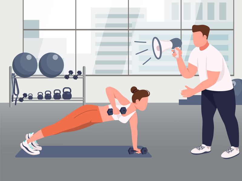 Fitness instructor service flat color vector illustration EpicPxls