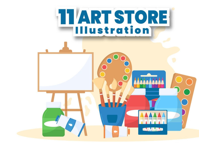 11 Art Store of Painting Supplies Illustration by EpicPxls