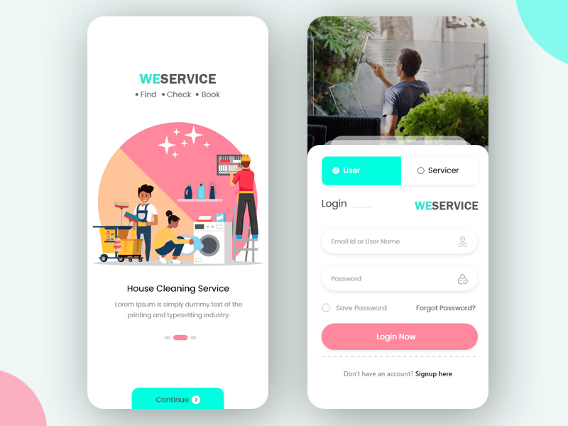 Home Cleaning and Repair Service Booking Mobile app UI Kit EpicPxls