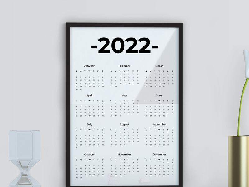 2022 Modern Minimalist Printable Wall Calendar, By Bamart ~ Epicpxls