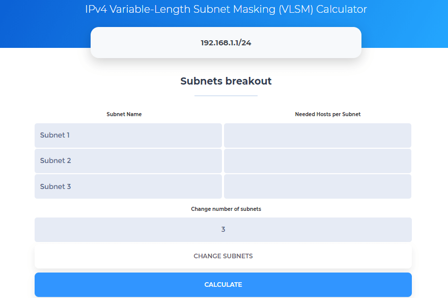 Quick VLSM Calculator Online IPv4 Tool