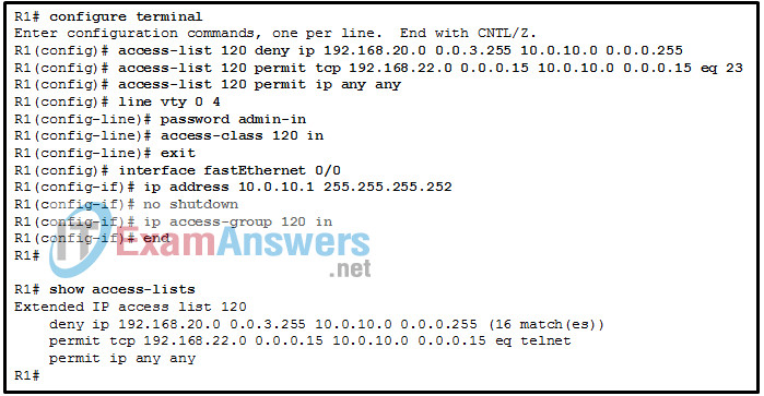 Refer to the exhibit. A network administrator is configuring an ACL to