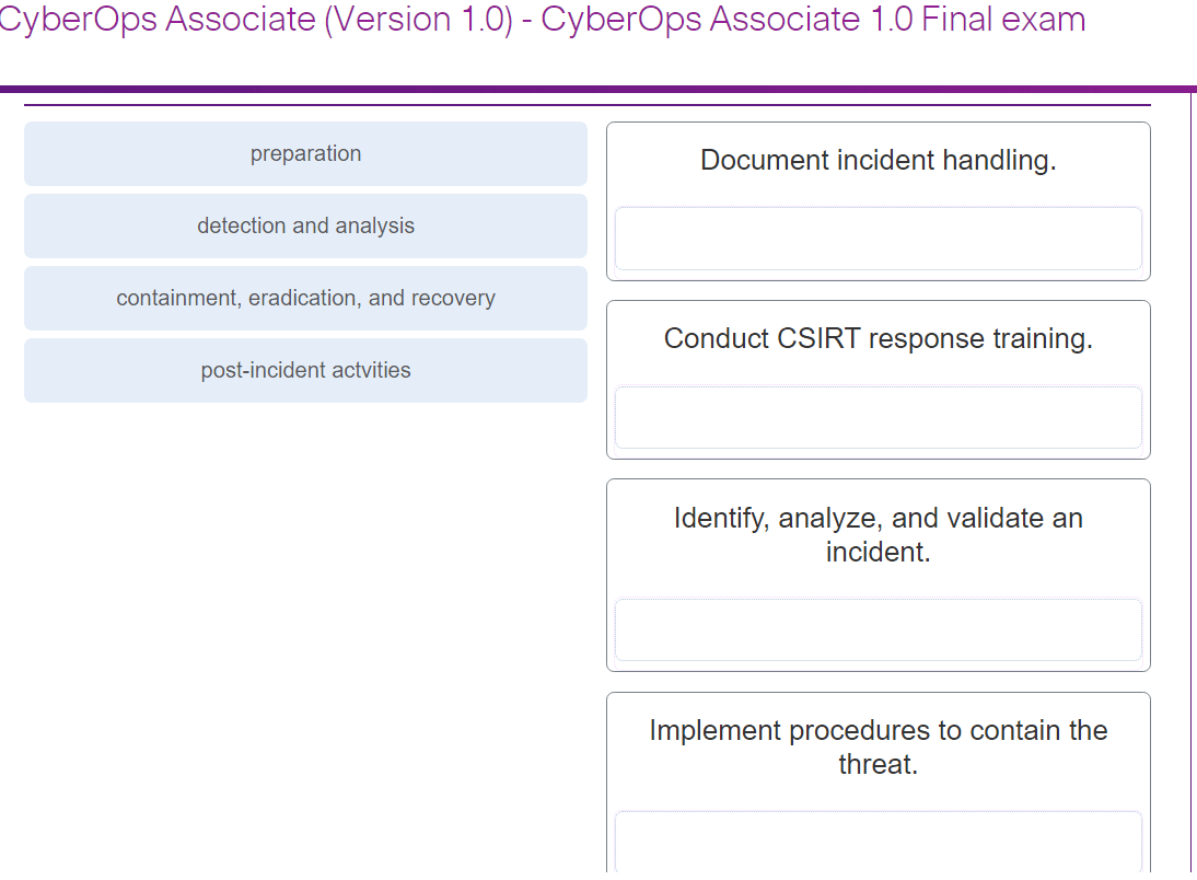 CyberOps Associate (Version 1.0) FINAL Exam (Answers)