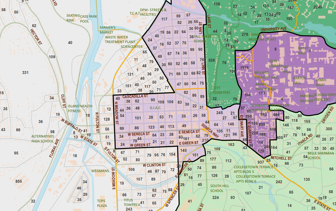 Draft proposal redraws Ithaca's Common Council districts, retains five