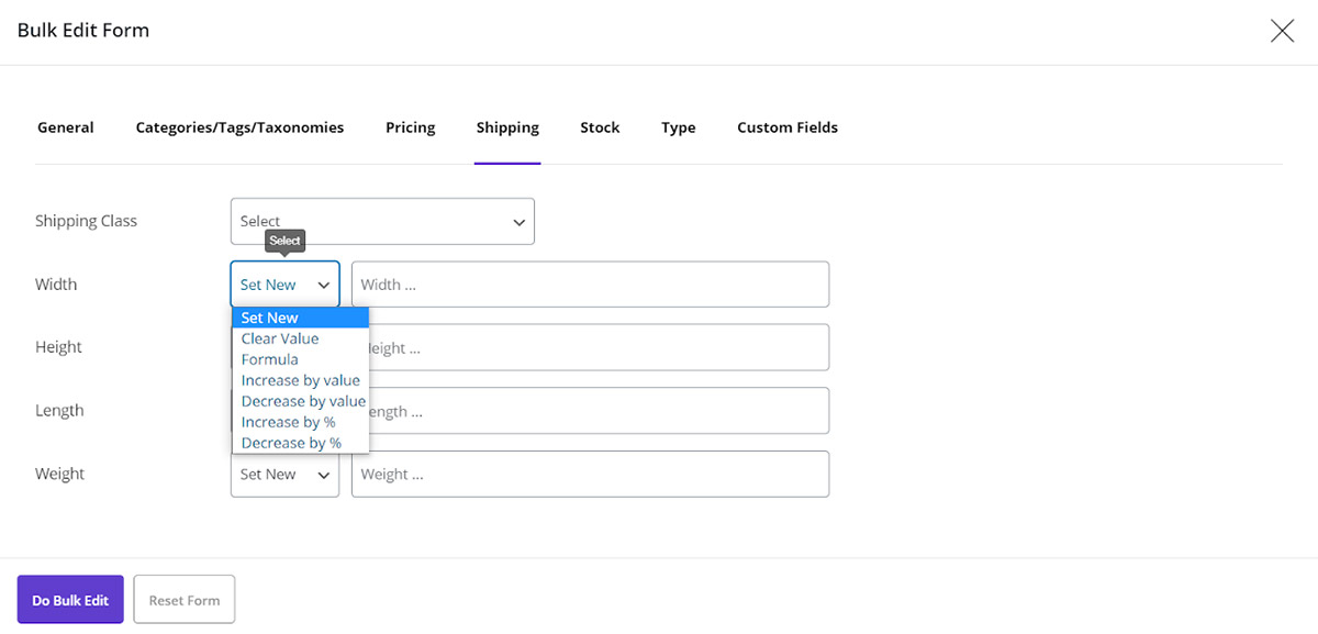 How to Bulk Edit Weight and Dimensions of products