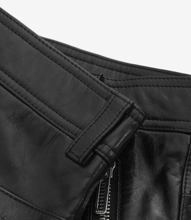 Shop 032c GUILTY Leather 'Spoil' Zip Trousers Black at itk online store
